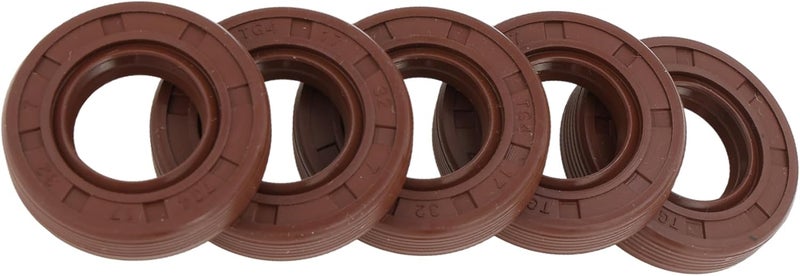 Partuto Universal Oil Seal TG4 Lip Seal Ring Rotary Shaft Seal 17x32x7mm High Pressure FKM Rubber Brown 5 Pcs - Image 1